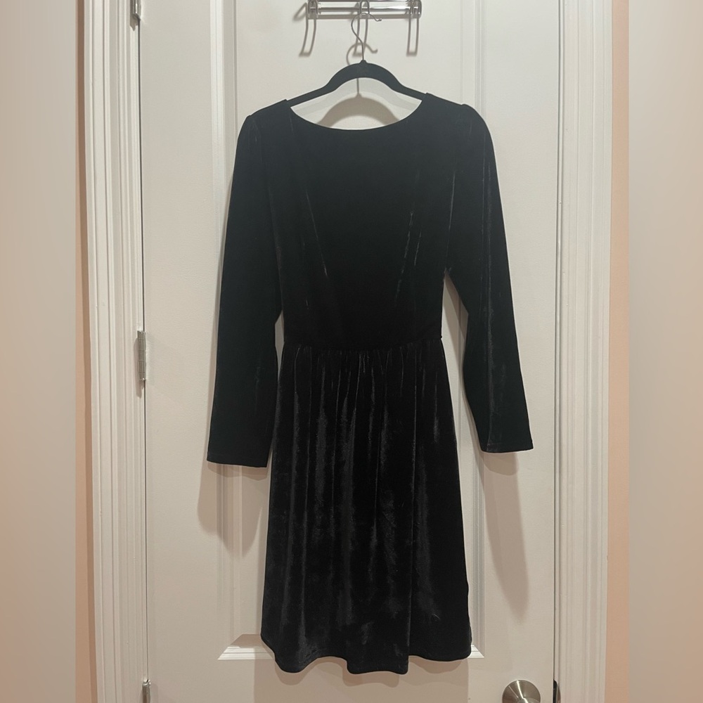 Black Velvet Mini Dress with bow